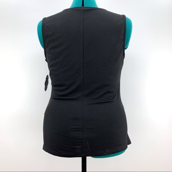AUW NWT Black Wrap Front V-neck Ruched Sleeveless Top, Medium - Picture 7 of 16